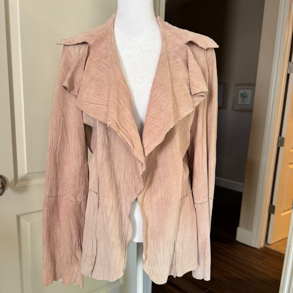 Karen Kane Suede Leather Unlined Jacket, Size Large